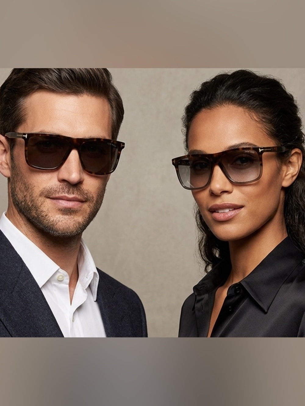 Tom Ford  Havana Gray Sunglasses: 57 mm